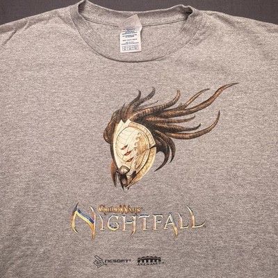Vintage GUILD WARS Shirt Mens XL Nightfall Video Game Promo Gray NCSoft Arenanet