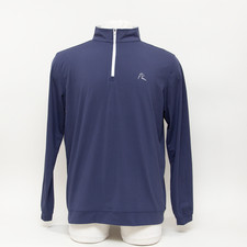 Rhoback Mens Performance Quarter Zip Navy Blue/USA Pullover Stretch Sweater LG