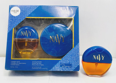 New COVER GIRL NAVY Cologne Spray + Dusting Powder Gift Set + BONUS 1 oz Cologne