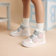 US Kids Little Girls Fashion Sneakers High Top Rainbow Hook Loop Walking Shoes