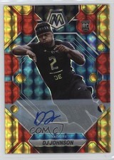 2023 Panini Mosaic Rookies Choice Fusion Red & Yellow Prizm DJ Johnson Auto 3hd