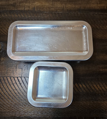 Vintage Stainless Steel Revere Ware Refrigerator Containers Set 2 Dishes & Lids