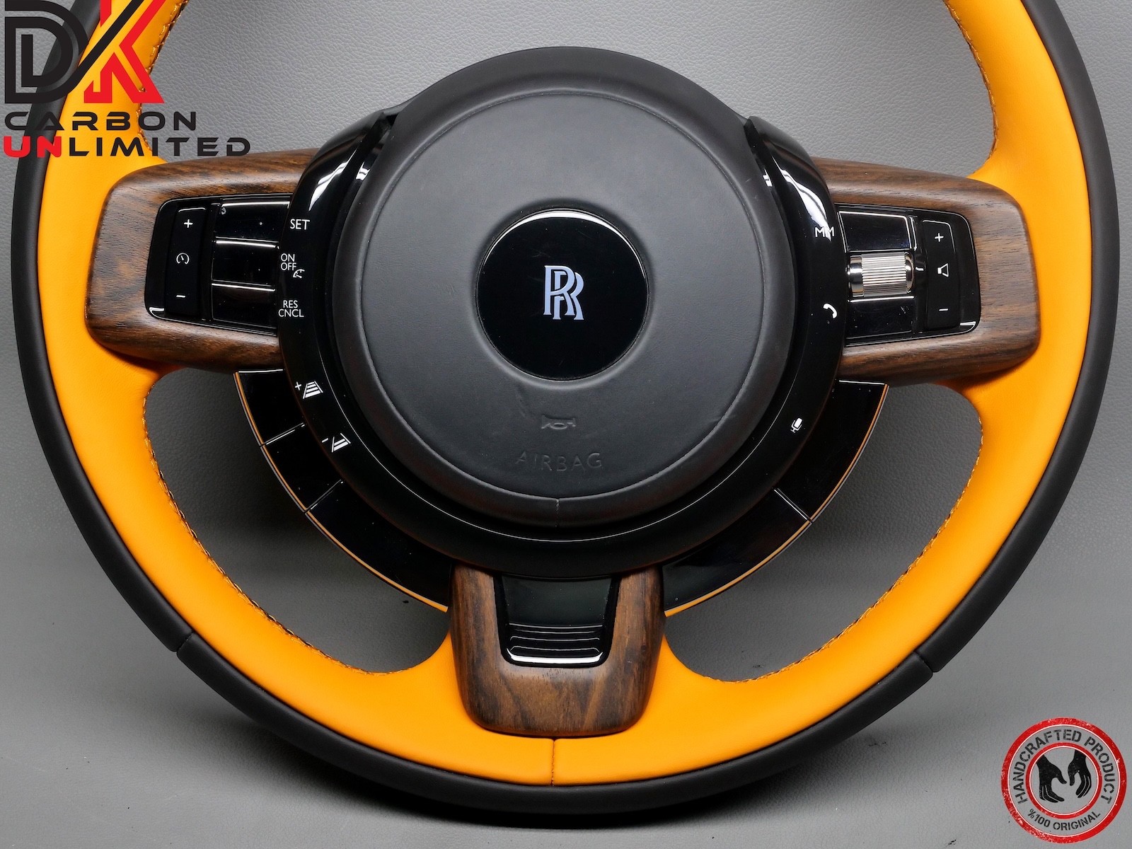 Rolls Royce Cullinan Thick Rimmed Two Tone Black Mandarin Stitch Steering Wheel
