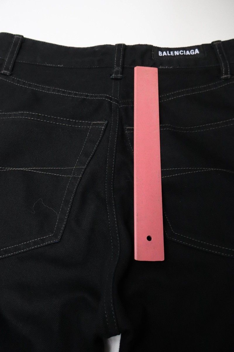 BALENCIAGA Jeans Unisex W26 Button Fly Black Straight Leg Regular