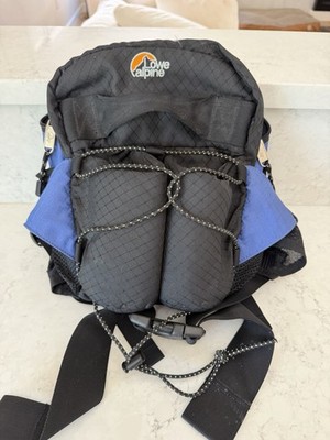 Vintage Lowe Alpine Black/Blue Hiking Backpack 6-10L Nylon Zip Padded Straps