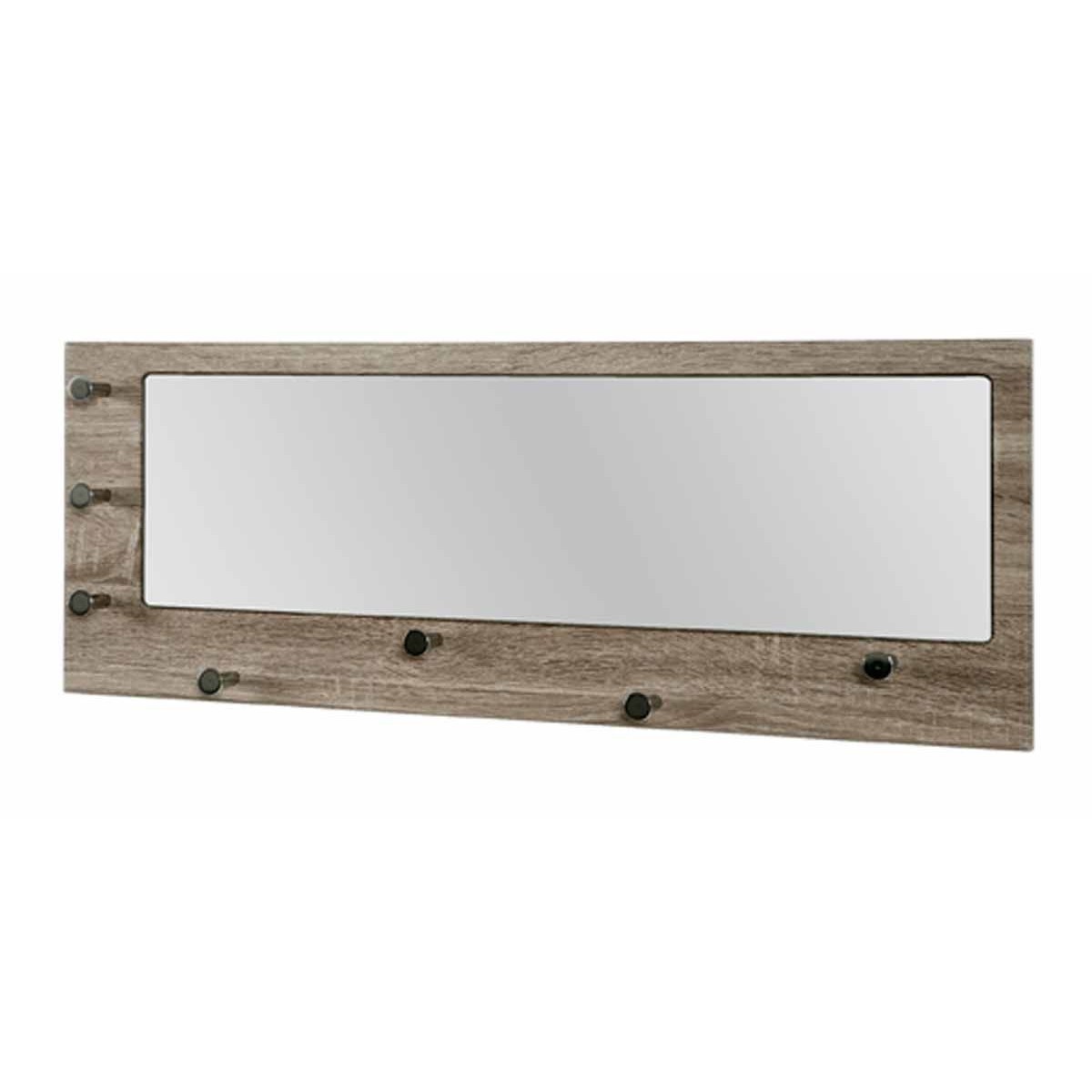 Patère Bora chêne foncé 80cm avec miroir pour couloir encombré