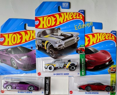 Hot Wheels '94 Bugatti EB110, Corvette Gasser & McLaren Speedtail Non Super Lot3