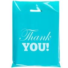 50 Pcs Thank You Shopping Bags Retail Plastic Bags for Stores Boutique Party