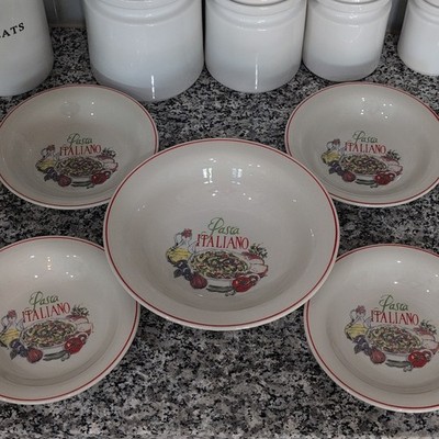 Trisa New Concept Stoneware Pasta Bowls Vintage 1990's Set Of Five