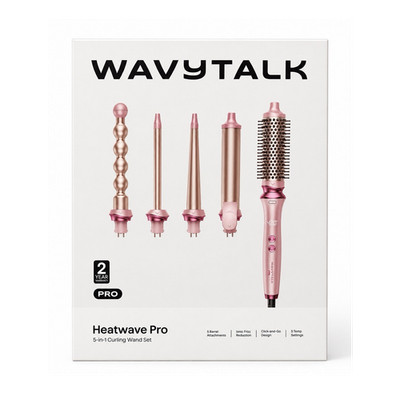 Wavytalk Heatwave Pro 5-in-1 Curling Wand Ceramic 420°F 5 Heat Pink 350S New