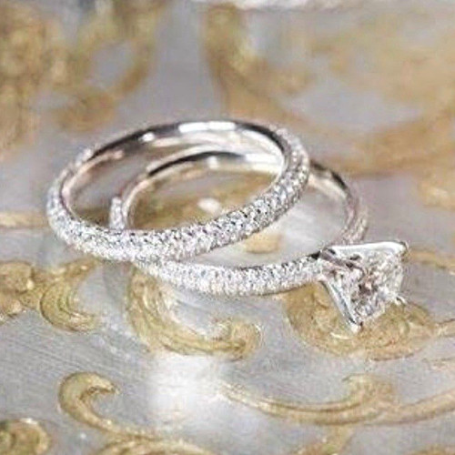 Simon G. 18K White Gold Engagement Ring Set 0.80ctw Round SI1/G GIA 5.25