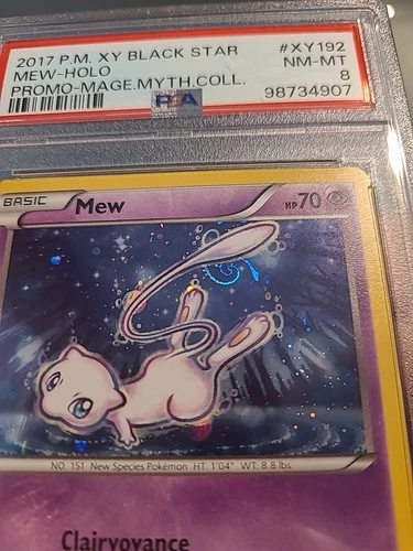 HUGE SWIRL: 2017 Pokemon XY Mew Holo XY192 Black Star Promo Myth Coll. PSA 8