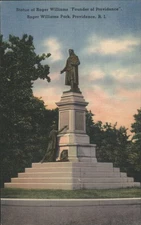 Providence,RI Statue Roger Williams,Roger Williams Park Tichnor Vintage Postcard