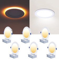 6 Pack LED Recessed Lighting 6 Inch with Night Light, Dimmable 5CCT Canless U...