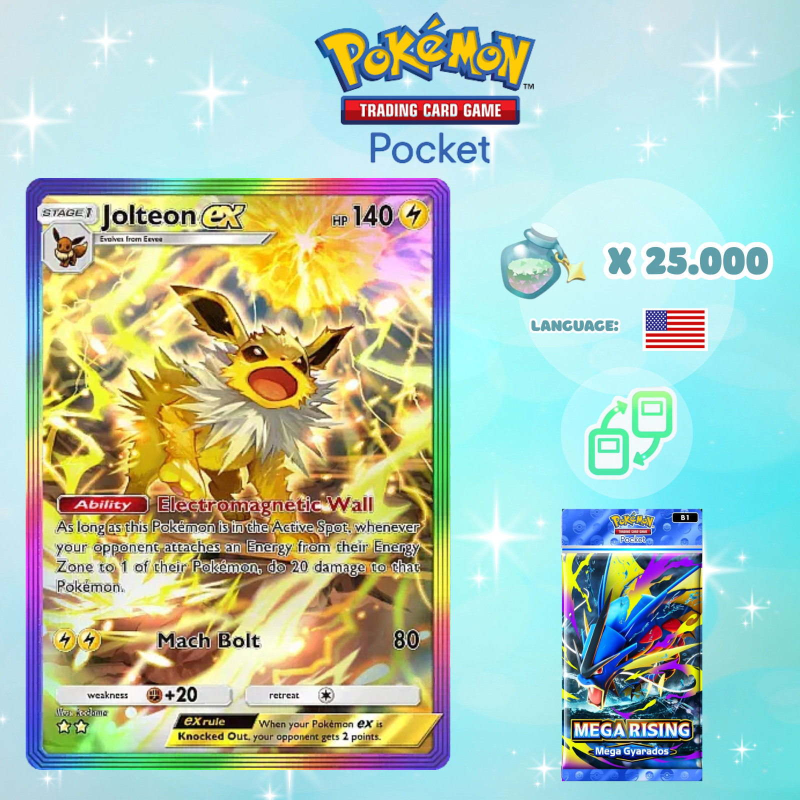 Pokemon TCG Pocket - Jolteon ex Rainbow Card (English)