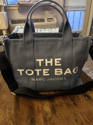 Marc Jacobs The Tote Bag Canvas Medium Dusty Blue Gray Handbag Crossbody