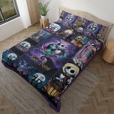 Personalized Jack Skellington  Sally Gothic Love Valentine's Day Bedding Set