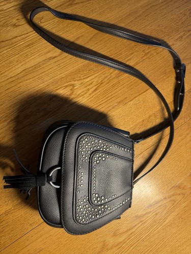 American Eagle Outfitters Black Studded Tassel Small Crossbody Zip Bag