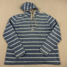 Carbon2cobalt Hoodie Men Extra Large Blue Striped Henley Pullover Cotton Hood XL