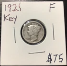 Key 1921 Mercury Silver Dime, Fine (F). C90