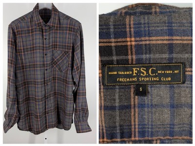 Freemans Sporting Club FSC Flannel Shirt Plaid Check Made in USA Hand Tailored S