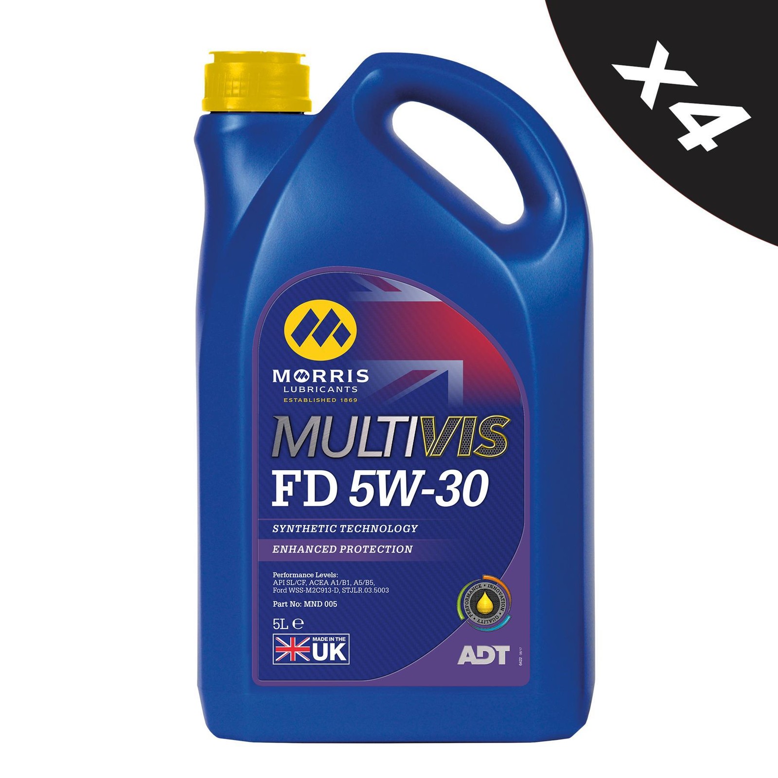 4x5L Morris 5w30 Fully Synthetic Engine Oil SL/CF ACEA A5/B5 Ford WSS-M2C913-D