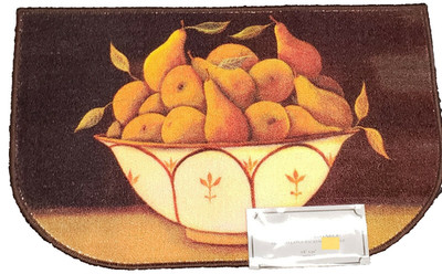 PRINTED NYLON KITCHEN RUG (nonskid)(18'' x 30'') BASKET OF PEARS, D shape, AH