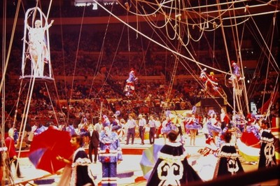 c1970's Ektachrome 35mm Slide Circus Performers Arena Audience Entertainment