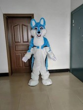 Blue and white fox mascot costume, fur suit, Halloween costume, cosplay Christma