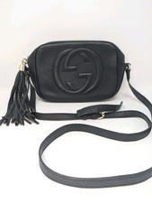 Authentic Gucci Soho Disco Black Pebbled Leat...
