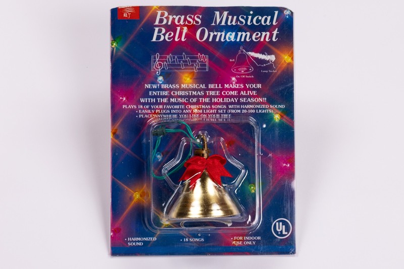 Vintage Musical Brass Bell Ornament Plugs Into Lights Plays 18 Songs