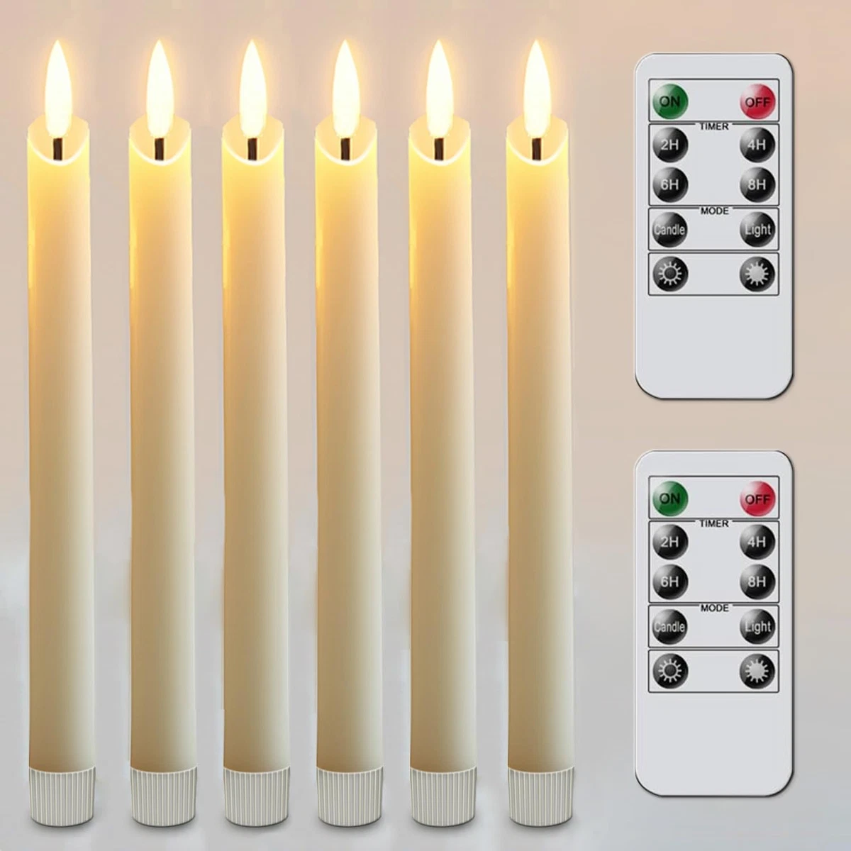 HIYAA Candele a LED senza fiamma, candele a LED con stringa di luci incorporate, confezione da 3 candele a batteria con telecomando, funzione timer 24 ore, fiamma danzante, cera vera