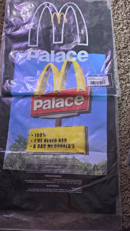 2023 PALACE SKATEBOARDS X MCDONALDS SIGN T SHIRT MEDIUM BLACK