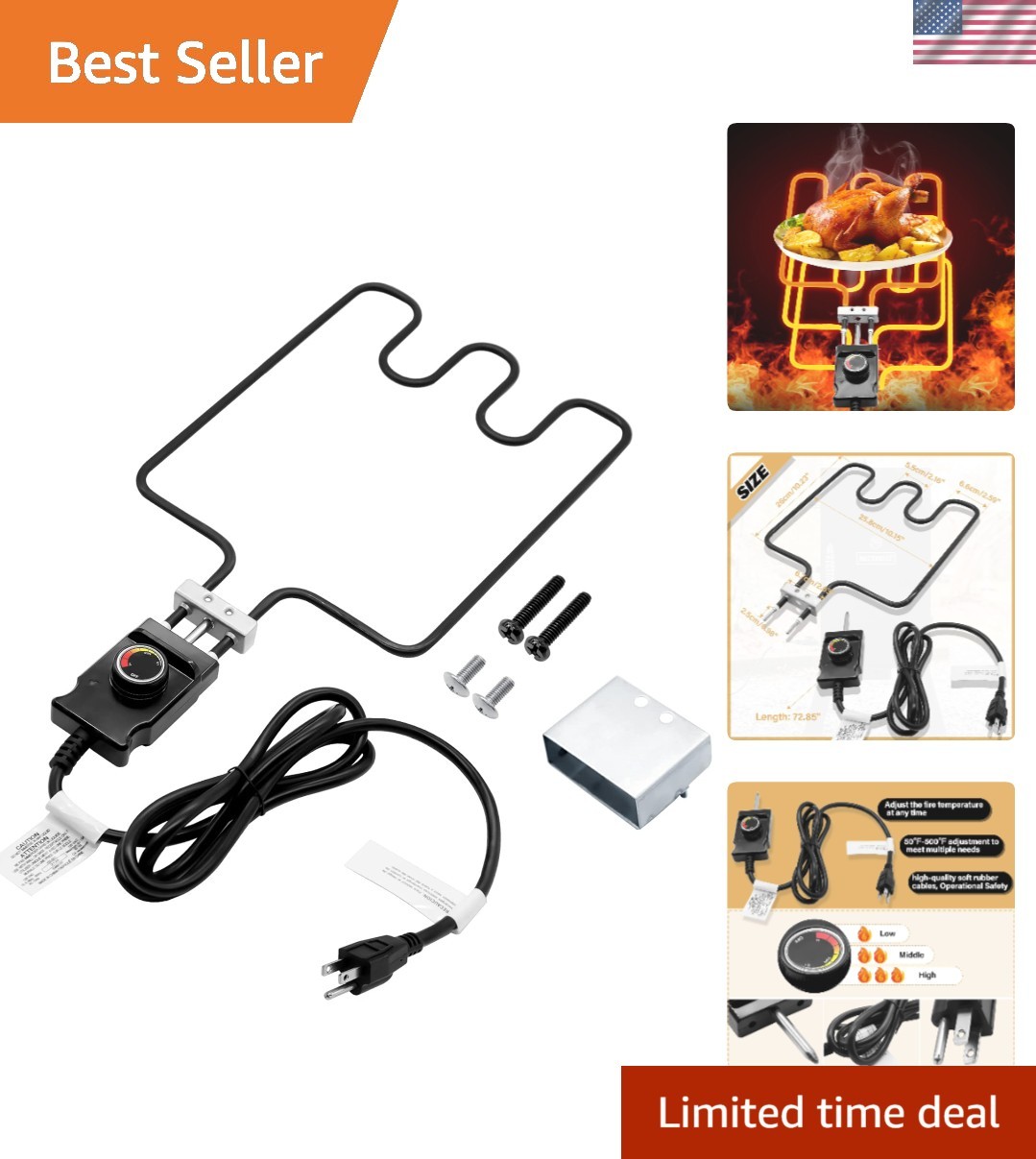 1500 Watt Heating Element for Masterbuilt Smoker & Grill with Thermostat Control