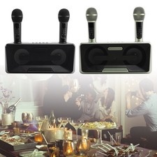Wireless Bluetooth Dual Microphone Karaoke All-In-One Speaker fit Home Outdoor 