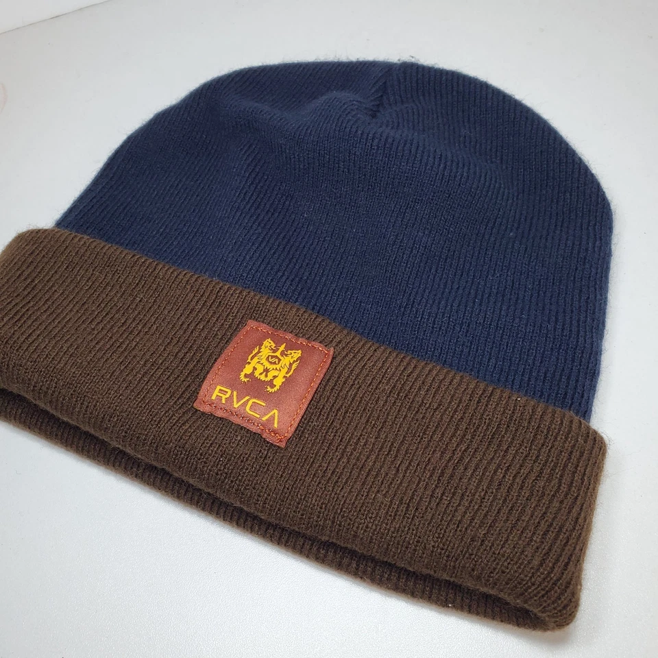 RVCA Builder Navy & Brown Adult Unisex Cap Hat Gorpcore Outdoor Beanie  - Image 2 of 4