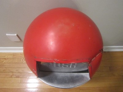 Vtg Red Metal Property of Coca Cola Ltd Garbage Bullet Trash Can