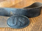 Original Civil War US Waist Belt Buckle and Keeper NICE Named!