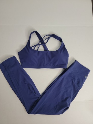 Buffbunny Activewear Matching Set SZ L High Rise Contour Leggings Sport Bra Navy