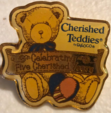 Cherished Teddies by Enesco Celebrating Five Cherished Years Lapel Pin Pinback