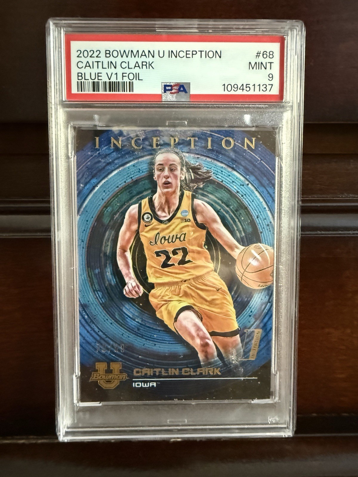 2022-23 Bowman U Inception - Caitlin Clark #68 - RARE V1 BLUE FOIL 70/99!