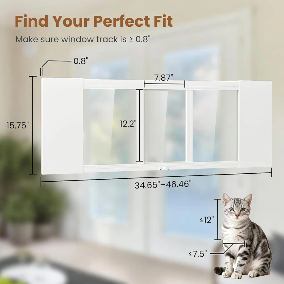Puerta para mascotas con ventana MOPHOTO para gato y perro pequeño, se adapta a ventanas de 22,83"- 46,46" de ancho Foto 2 de 4