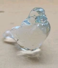 Vintage Fenton Bird Clear Art Glass Figurine Sparrow Paperweight  1980s