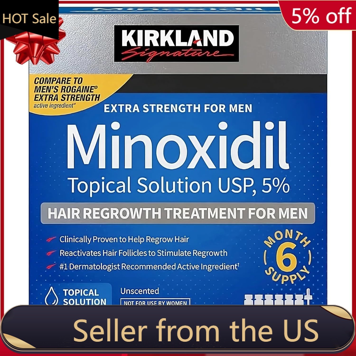 ҚirҚlаnd Signаture Мinохidil 5% Hair Regrowth Treatment for Men |6 Months Supply