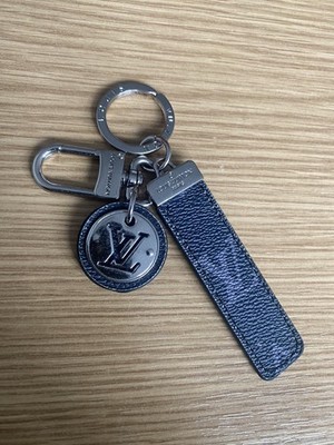 Louis Vuitton Monogram Print Keyholder Schlüsselanhänger + Charm Schwarz/Grau - Original
