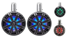 Pair KICKER 45KMTC8 8" 600 Watt Marine Wakeboard Tower Speakers w/LED's KMTC8