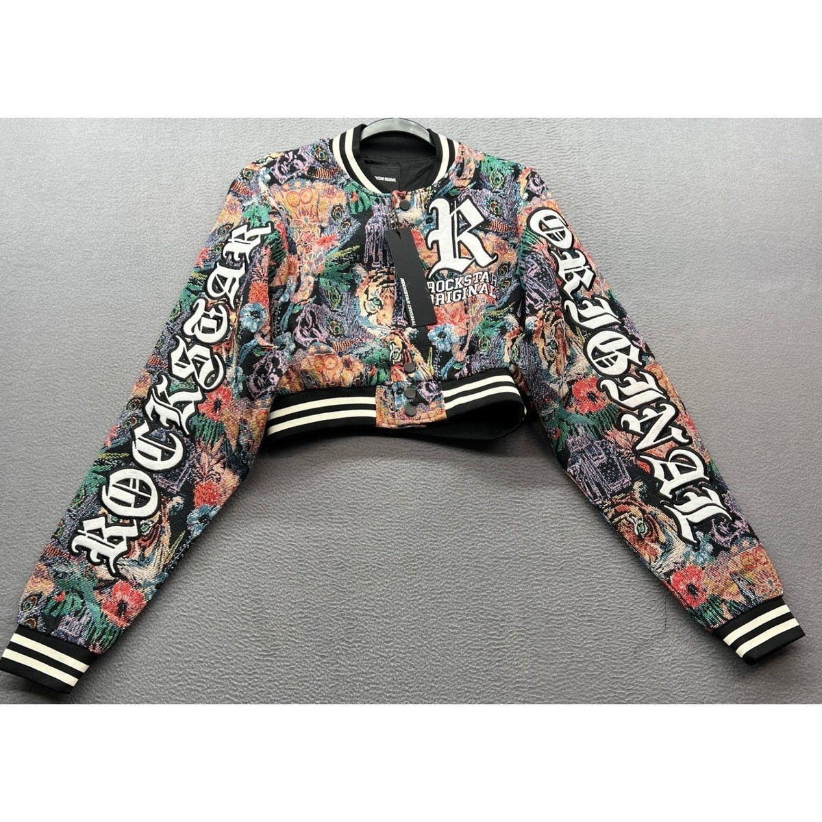 Rockstar Original Bomber JacketSz M Multicolor Floral Tapestry