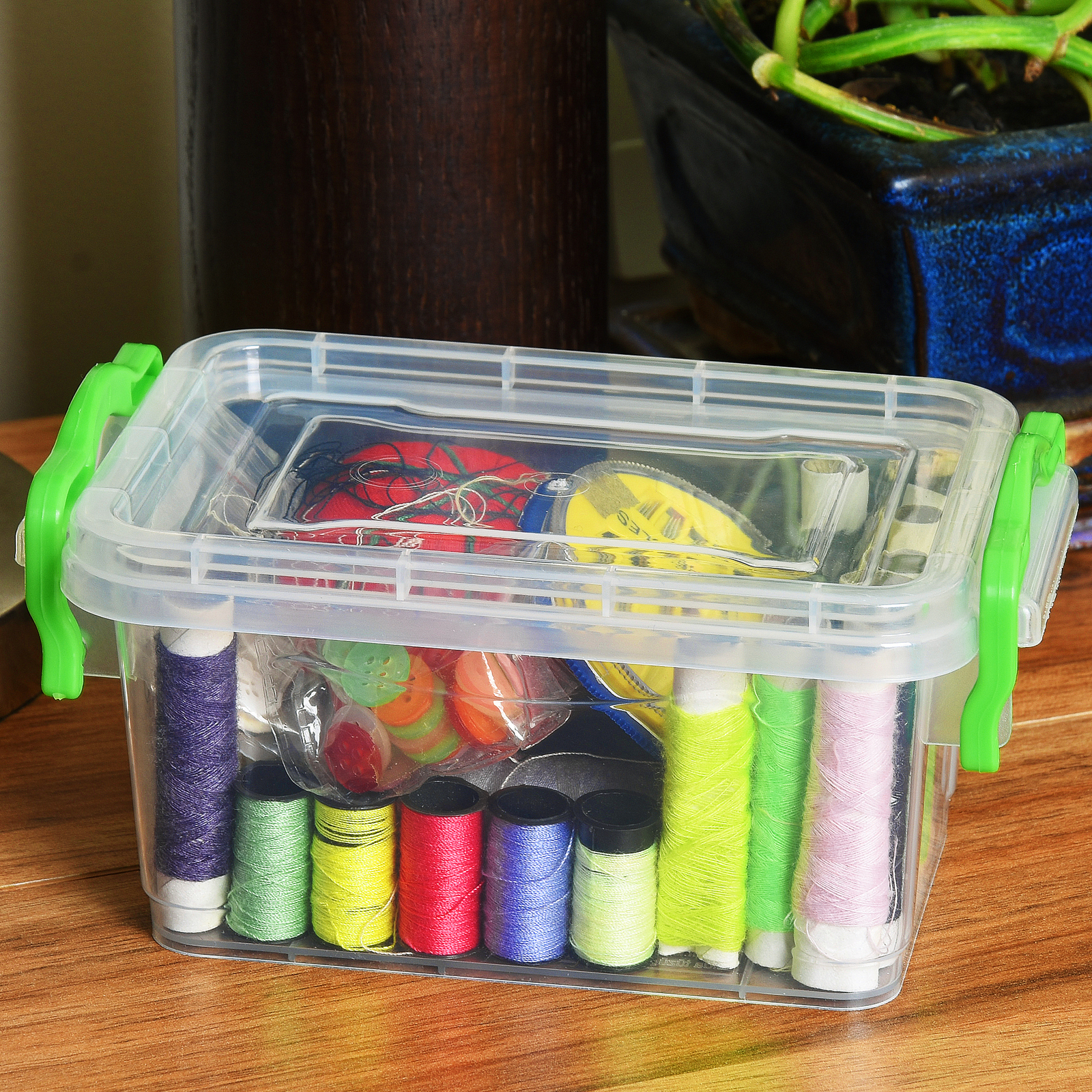 Plastic Storage Boxes Wheels Clear Under Bed Clip Locking Home Office