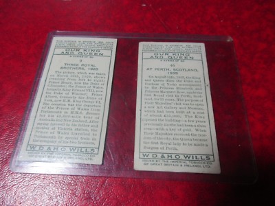 wills cigarette cards our king and queen 2 x 1937 Wills Cigarette Cards #'s 9,46 Our King and Queen