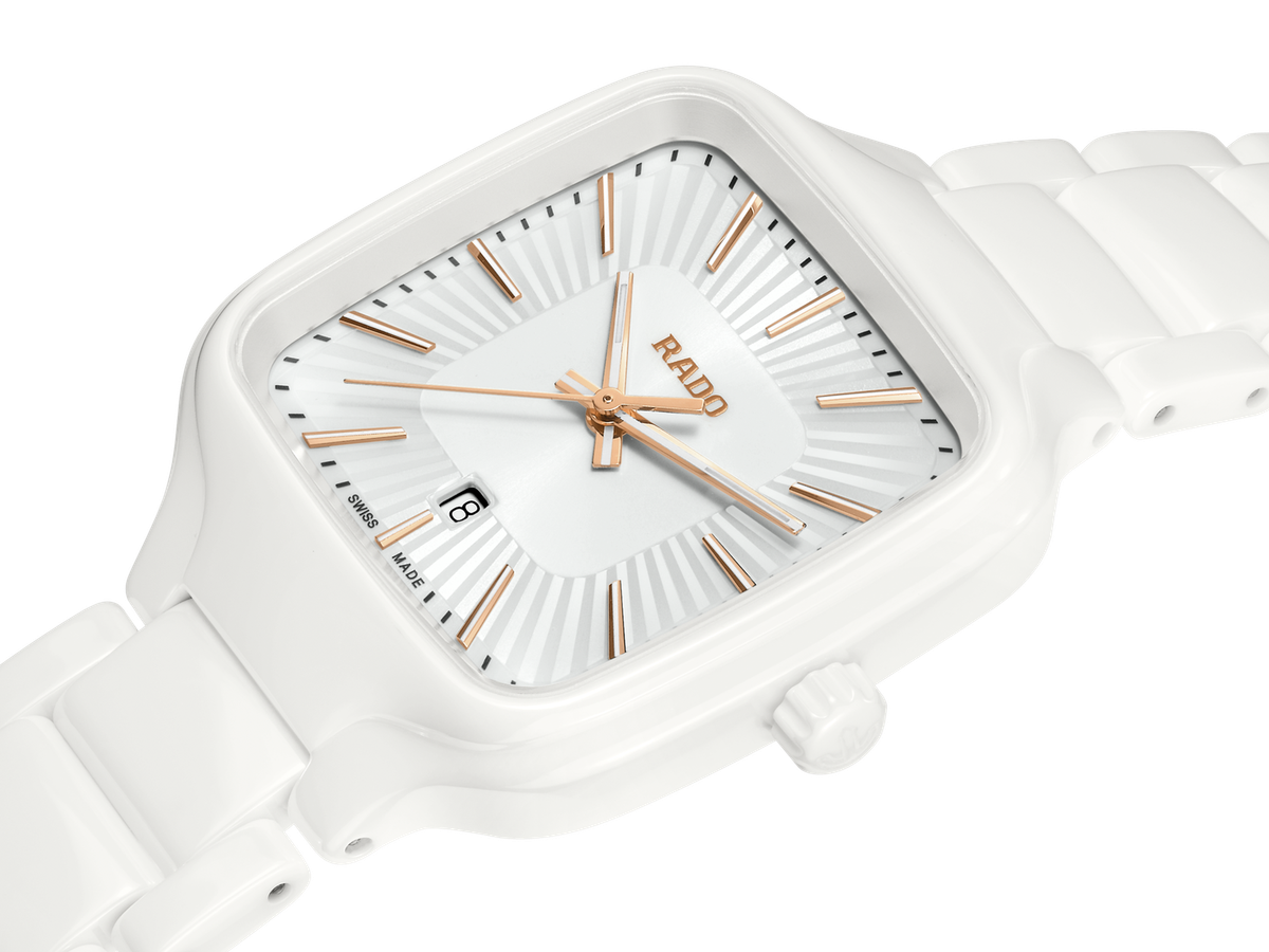 New Rado True Square White Dial Women's High-Tech Ceramic Watch